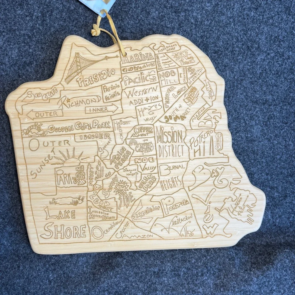 NWT Totally Bamboo San Francisco Destination Board Bamboo Cutting Serving Board